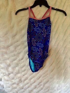Dolfin Uglies Red White and Blue Starburst One-Piece Swimsuit sz 32